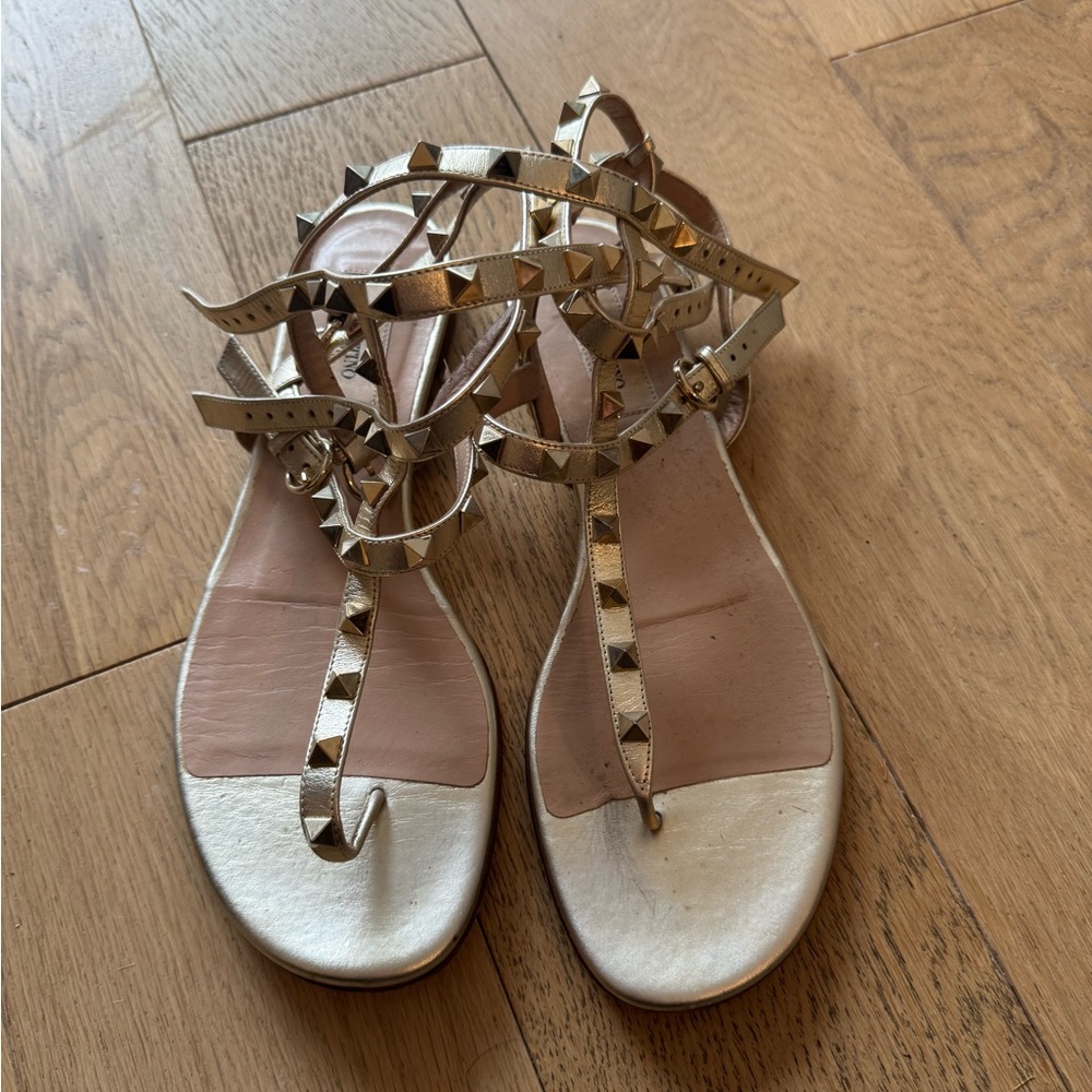 Valentino Metallic Gold Sandals - Picture 2 of 8